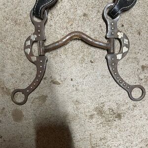 Horse Bit with gambler silver Inlays - Brown Metal